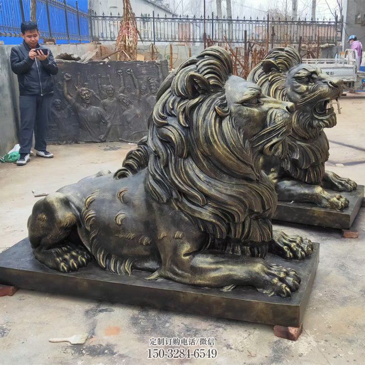 衡水大型趴狮雕塑,仿铜动物雕塑,玻璃钢狮子雕塑制作 衡水大型趴狮雕塑,仿铜动物雕塑,玻璃钢狮子雕塑制作